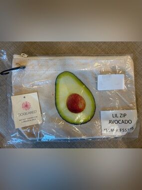 Dogeared Lil Zip Avocado Canvas Pouch - White/Cream